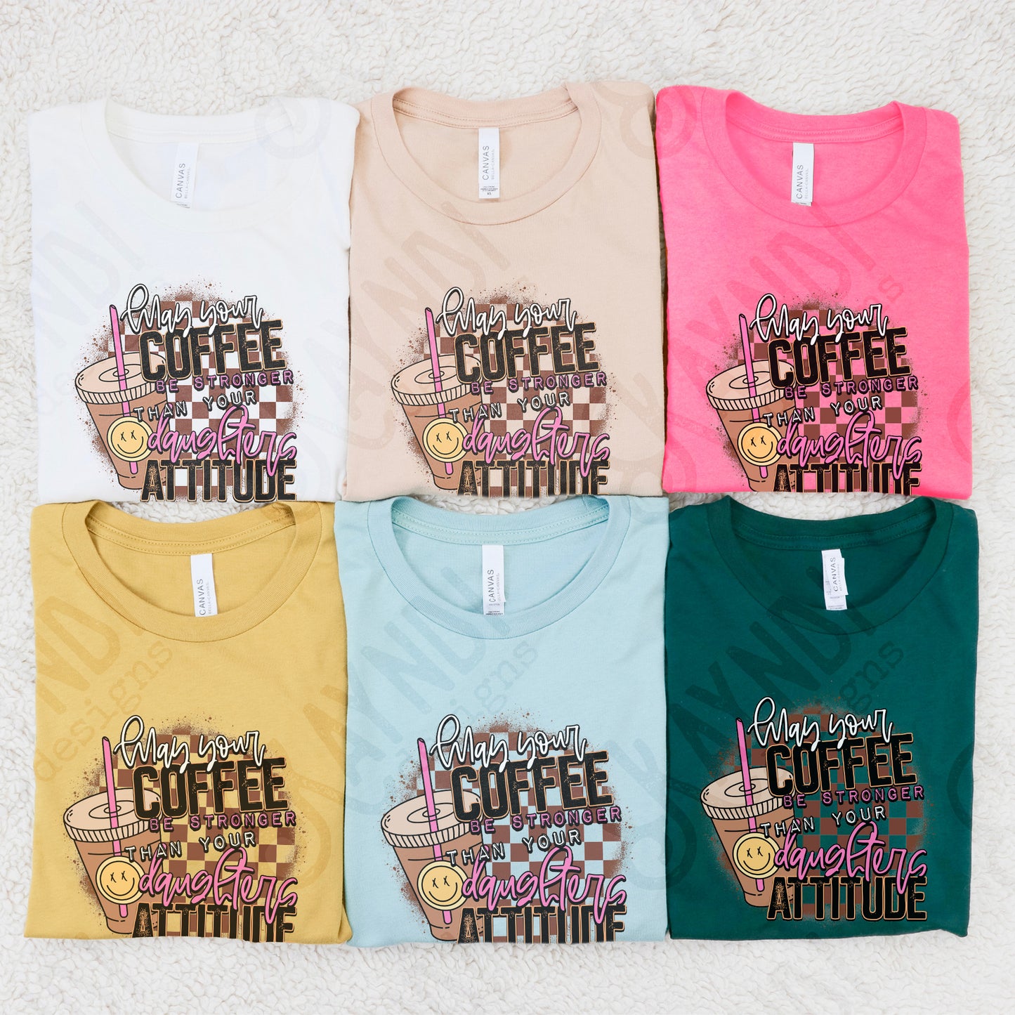 Coffee Be Stronger Than Your Daughters Attitude Sublimation Design PNG Digital Download Printable Checkered Caffeine