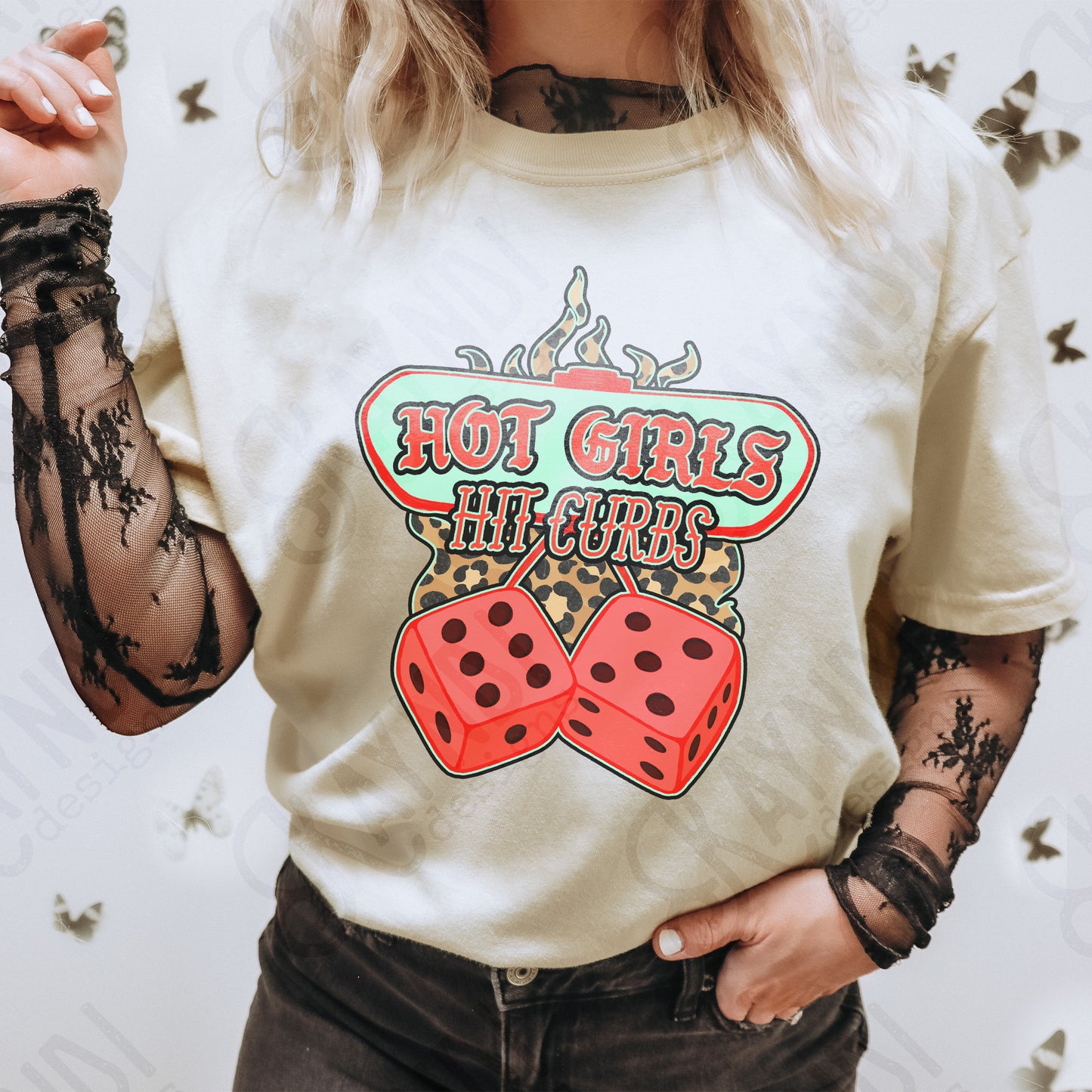 Hot Girls Hit Curbs Sublimation Design PNG Digital Download Printable Dice Cheetah
