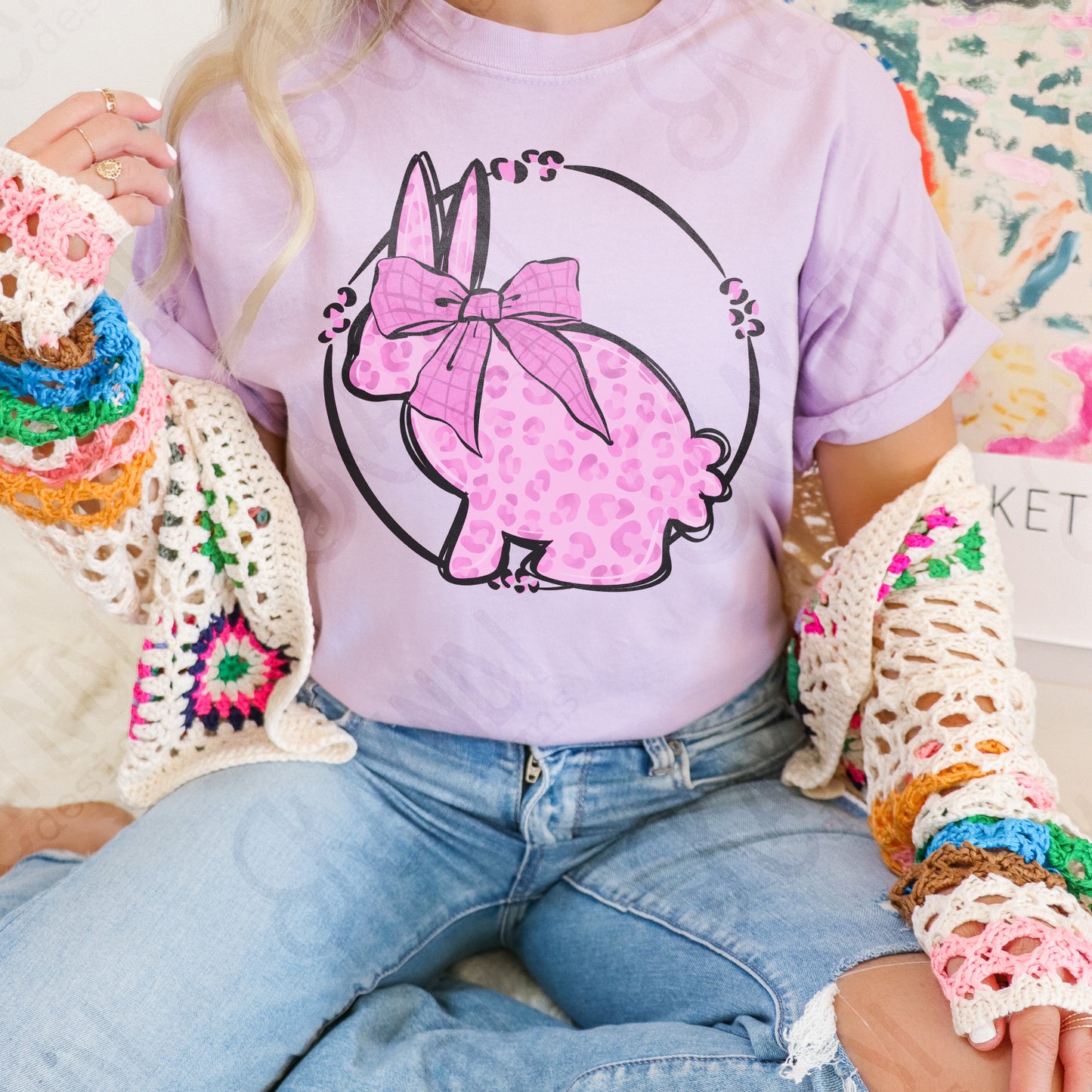 Leopard Bunny Pink Sublimation Design PNG Digital Download Printable Cute Easter