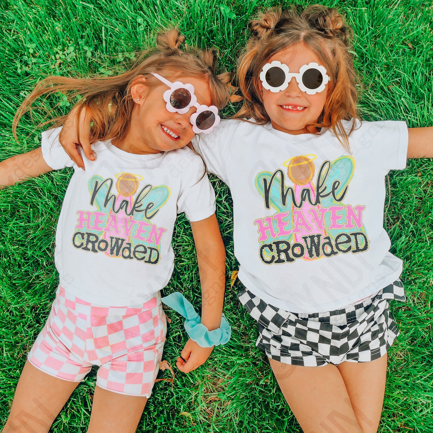 Make Heaven Crowded Black Sublimation Design PNG Digital Download Printable Cute Faith Angel