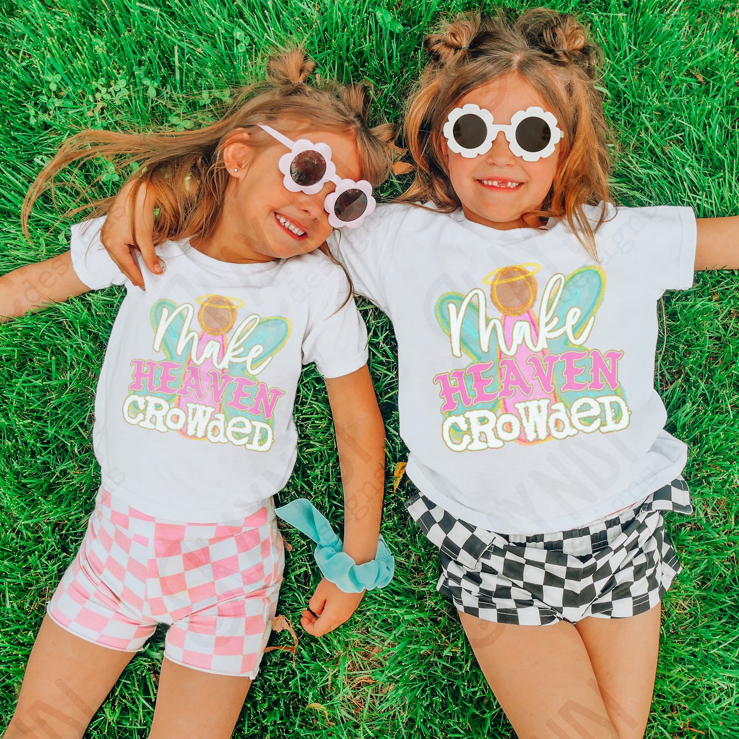 Make Heaven Crowded White Sublimation Design PNG Digital Download Printable Cute Faith Angel