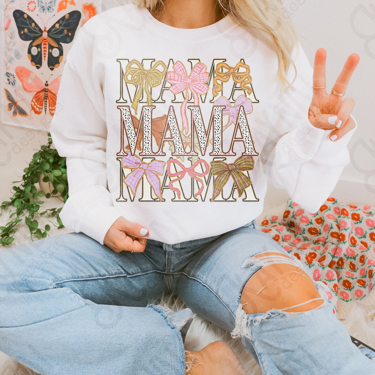Mama Bows Sublimation Design PNG Digital Download Printable Mama Mini Coquette