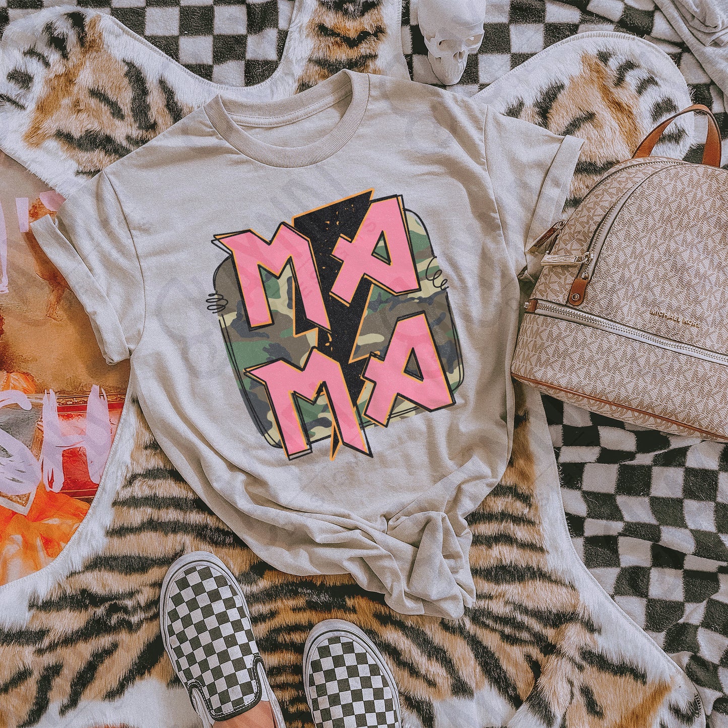Mama Camo Sublimation Design PNG Digital Download Printable Southern Lightning Pink Retro