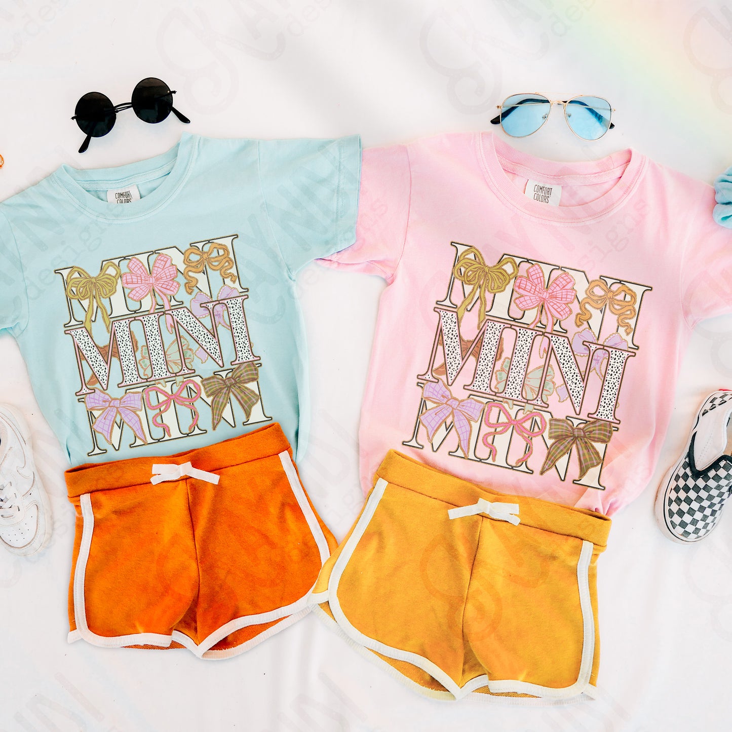 Mini Bows Sublimation Design PNG Digital Download Printable Mama Mini Coquette