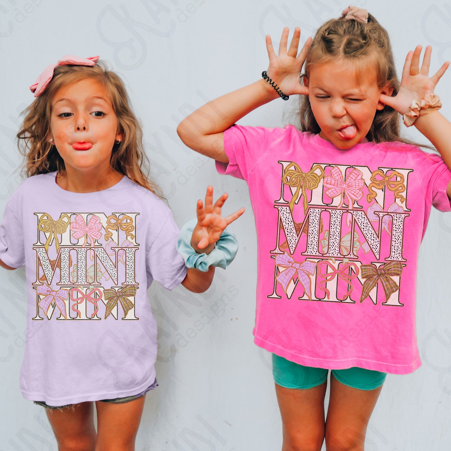 Mini Bows Sublimation Design PNG Digital Download Printable Mama Mini Coquette