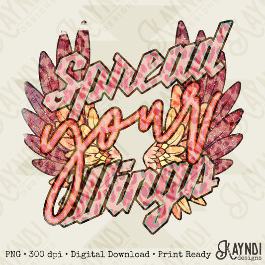 Spread Your Wings Sublimation Design PNG Digital Download Printable Vintage Cheetah