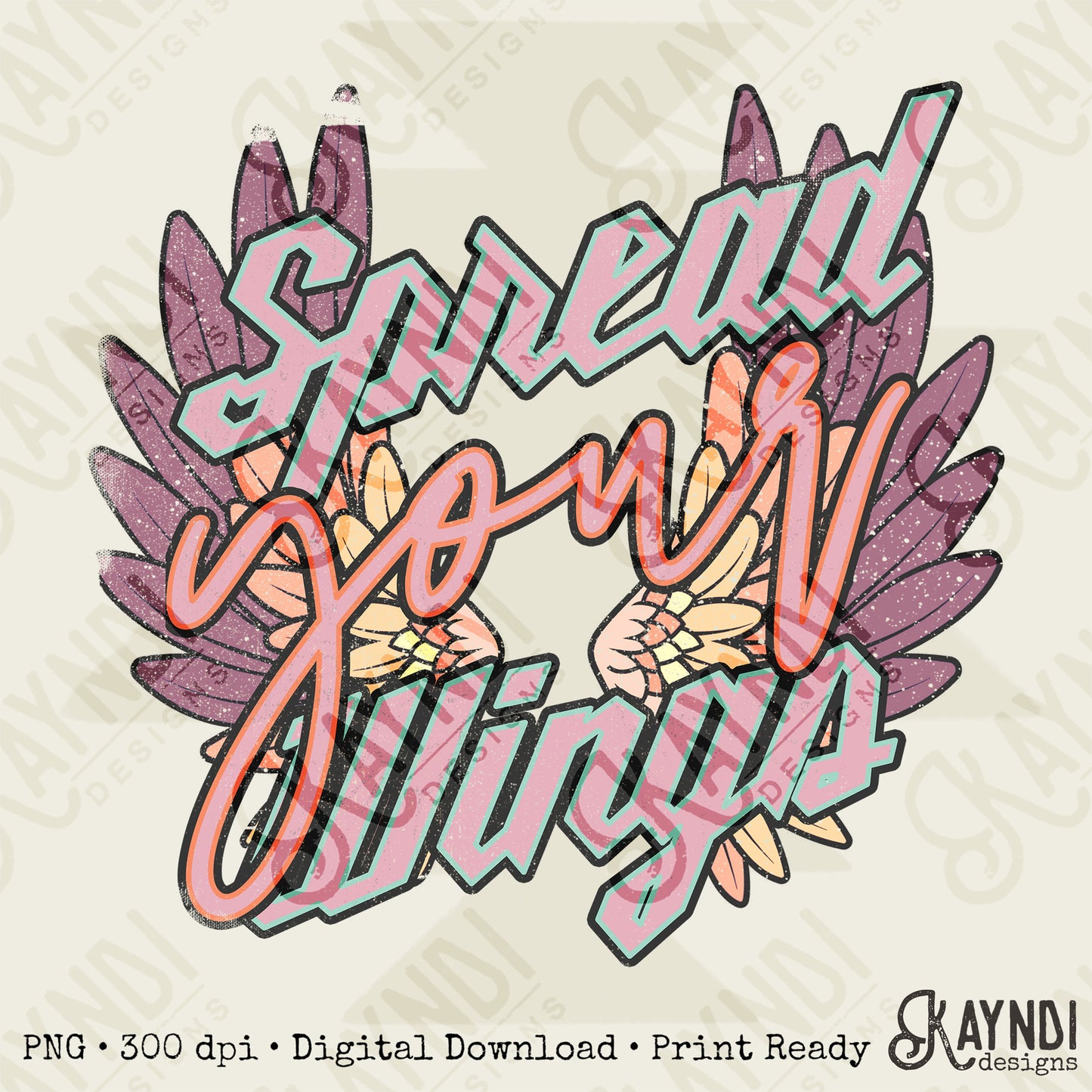 Spread Your Wings 2 Sublimation Design PNG Digital Download Printable Vintage Purple