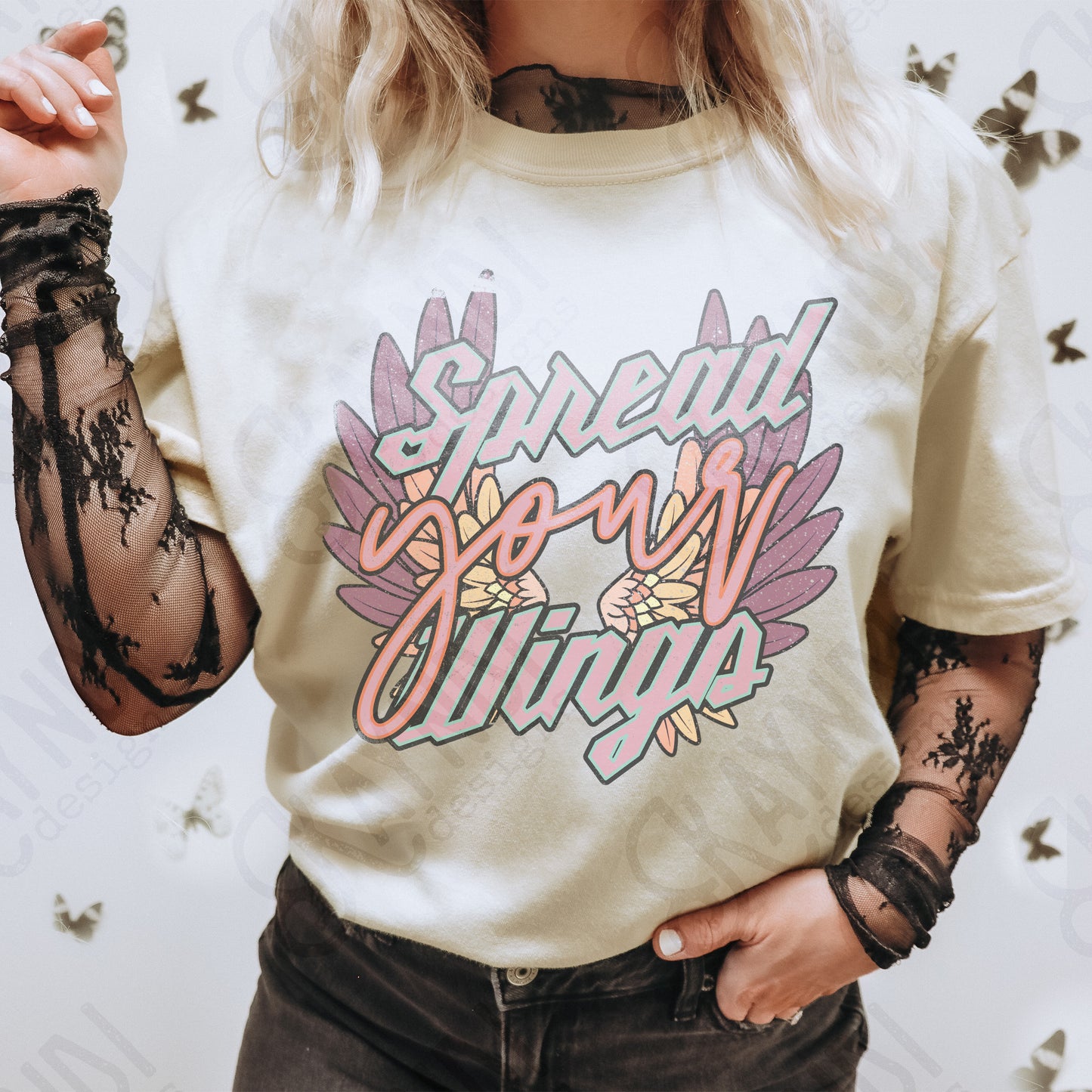 Spread Your Wings 2 Sublimation Design PNG Digital Download Printable Vintage Purple