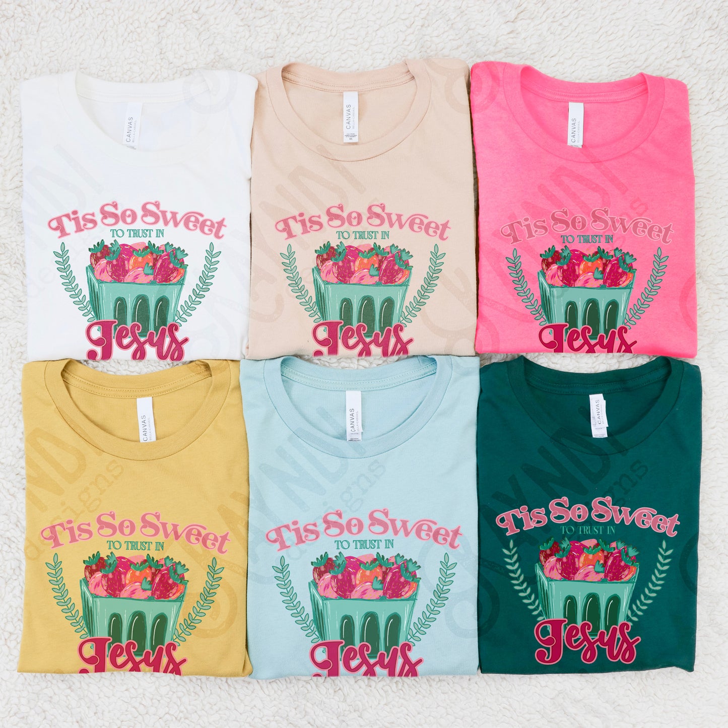 Tis So Sweet to Trust In Jesus Sublimation Design PNG Digital Download Printable Cute Faith Strawberries