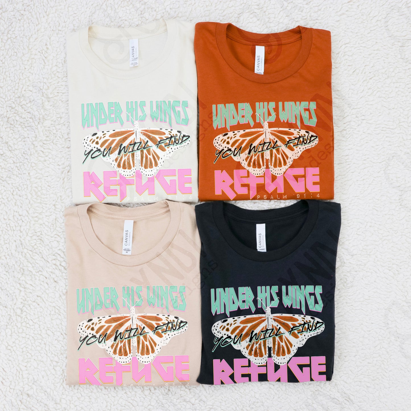 Under His Wings LIght Sublimation Design PNG Digital Download Printable Verse Butterfly Faith