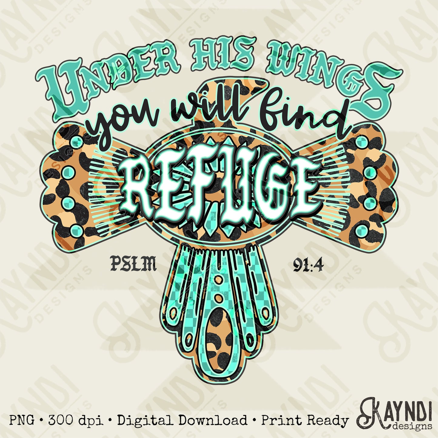Under His Wings Sublimation Design PNG Digital Download Printable Verse Faith Freebird