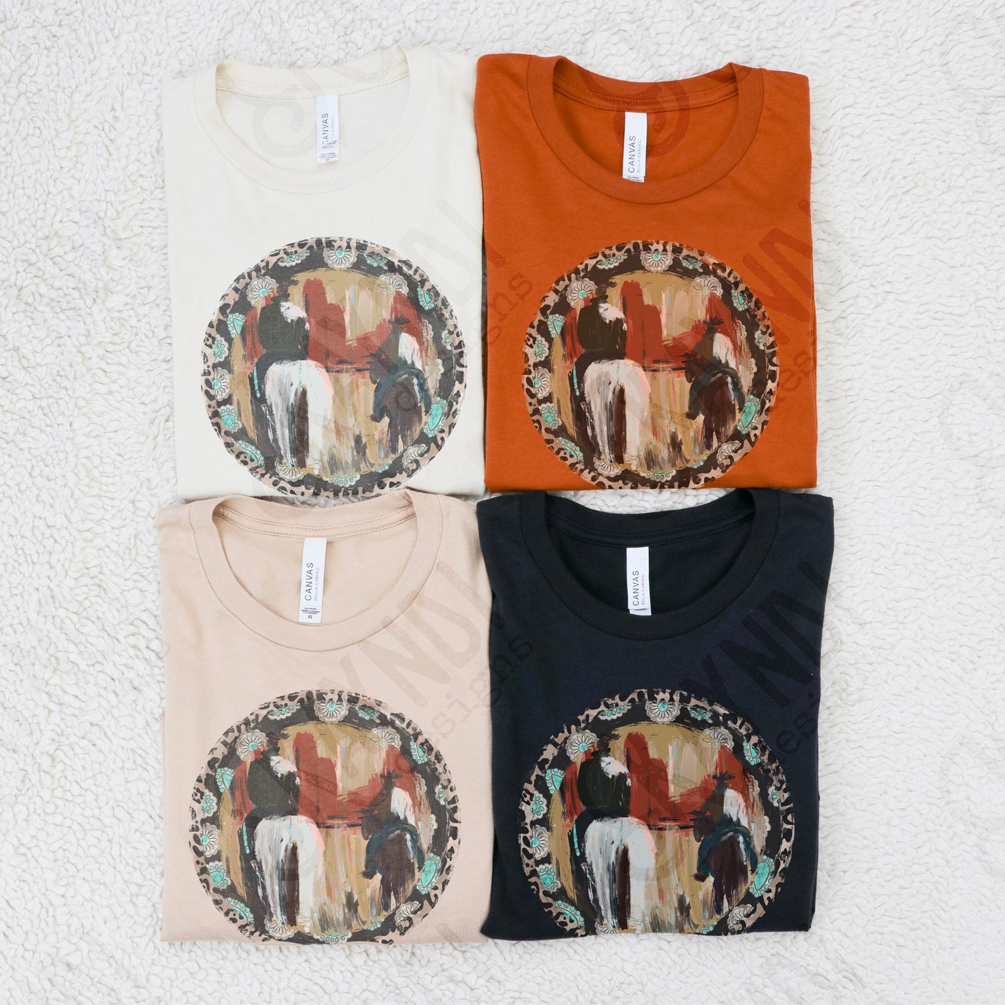 Western Circle Sublimation Design PNG Digital Download Printable Turquoise Cowboy