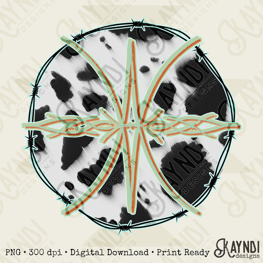 Western Design 2 Sublimation Design PNG Digital Download Printable Cow Print Black