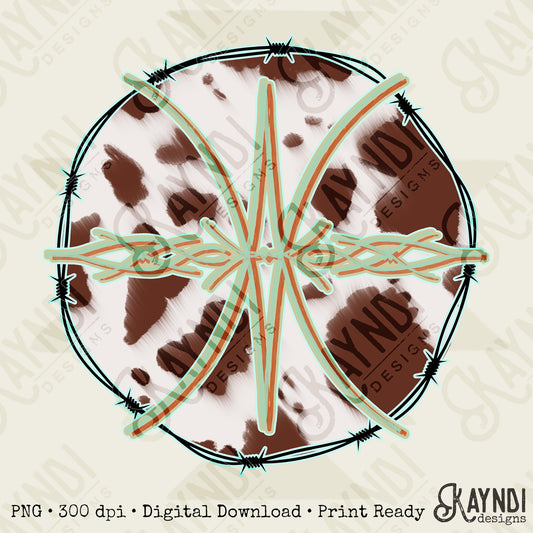 Western Design Sublimation Design PNG Digital Download Printable Cow Print