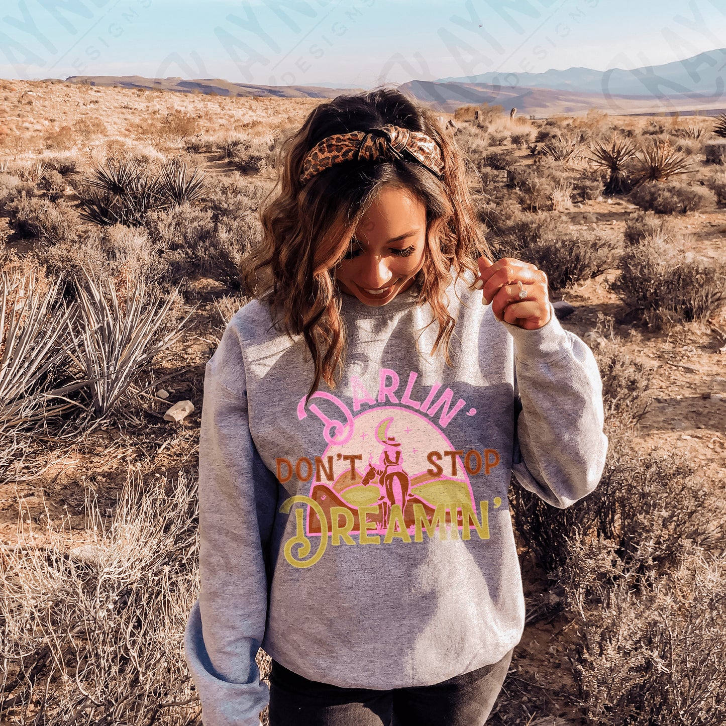 Darlin Don't Stop Dreamin Sublimation Design PNG Digital Download Printable Western Girly Cowgirl Horseback