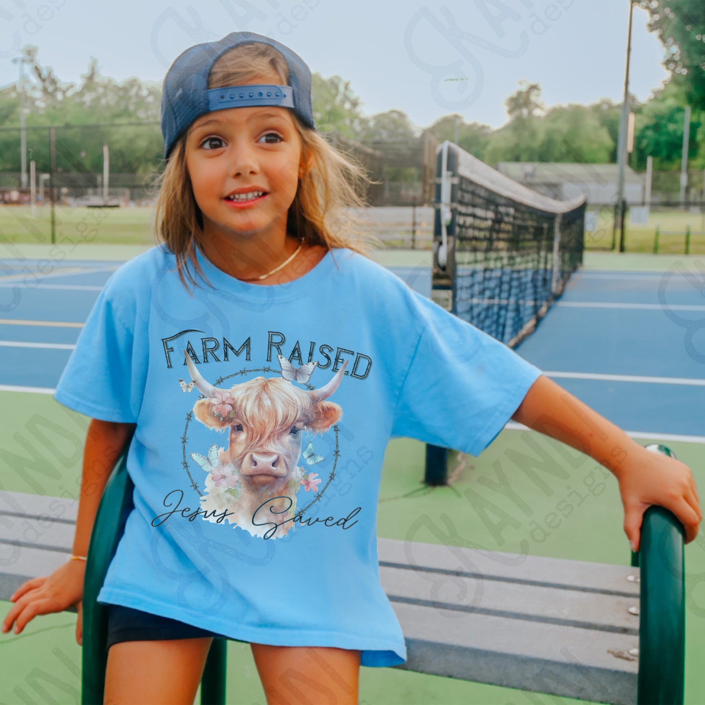 Farm Raised Jesus Saved Sublimation Design PNG Digital Download Printable Faith Highland Cow