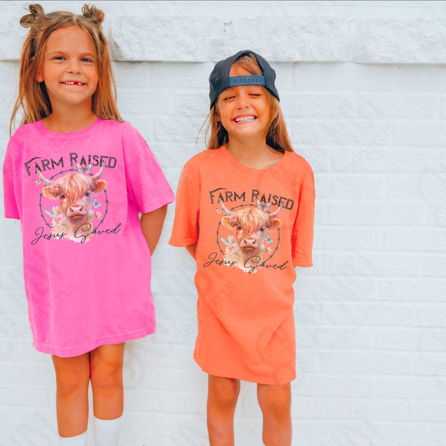 Farm Raised Jesus Saved Sublimation Design PNG Digital Download Printable Faith Highland Cow