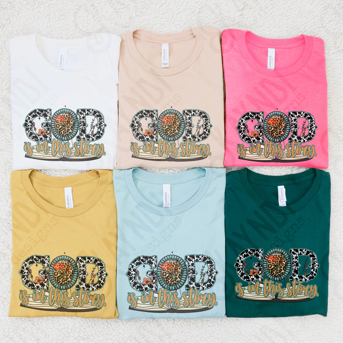 God is in this Story Sublimation Design PNG Digital Download Printable Western Cow Print Cheetah Turquoise