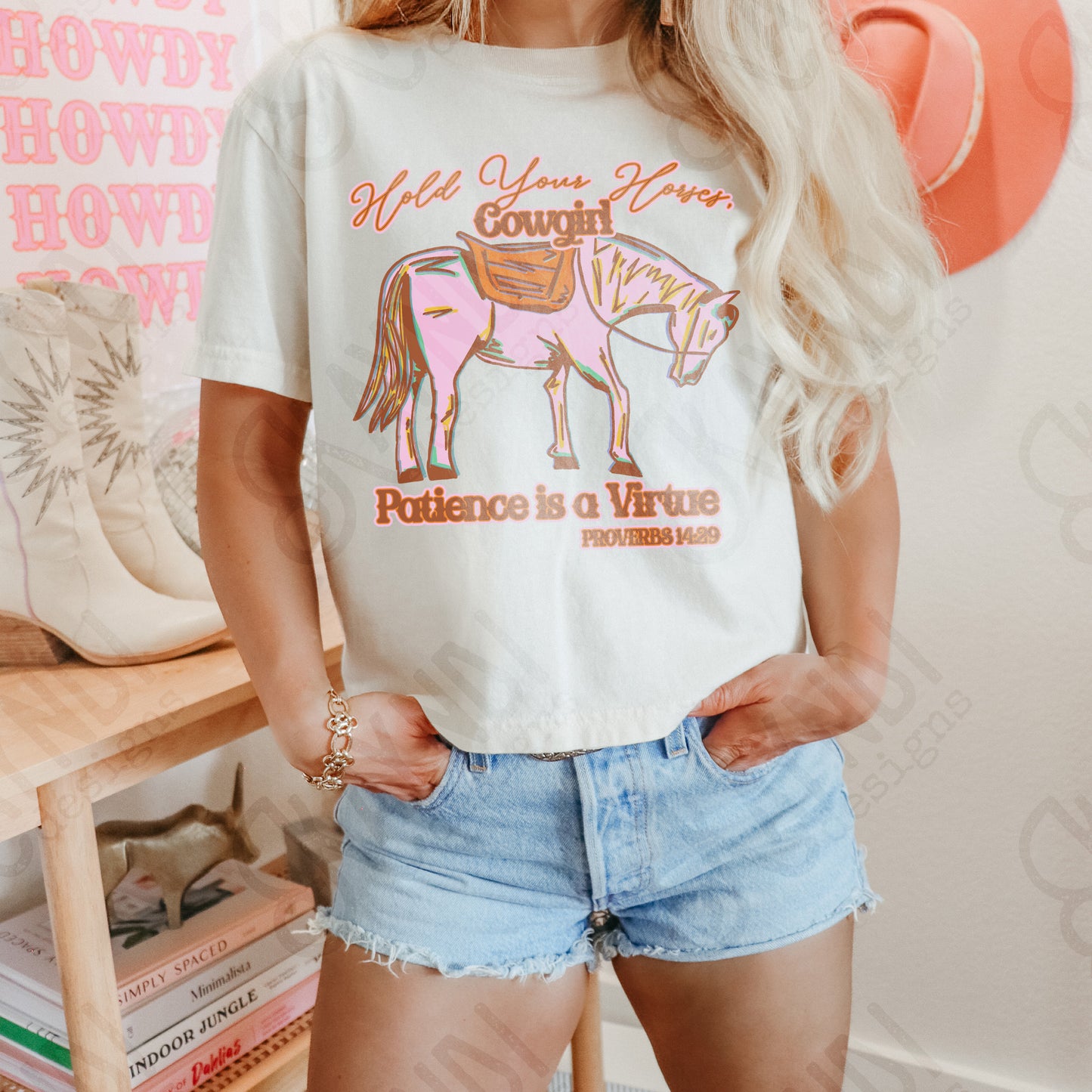 Hold Your Hourses Sublimation Design PNG Digital Download Printable Western Girly Cowgirl