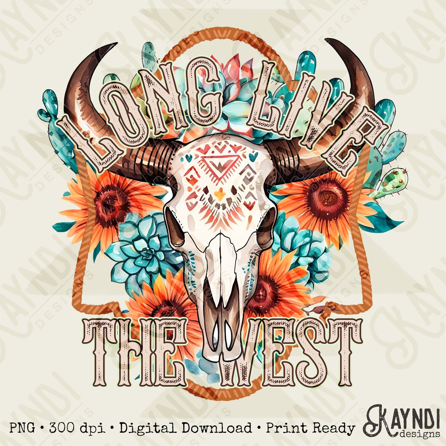 Long Live the West Sublimation Design PNG Digital Download Printable Western Girly Cowgirl Skull