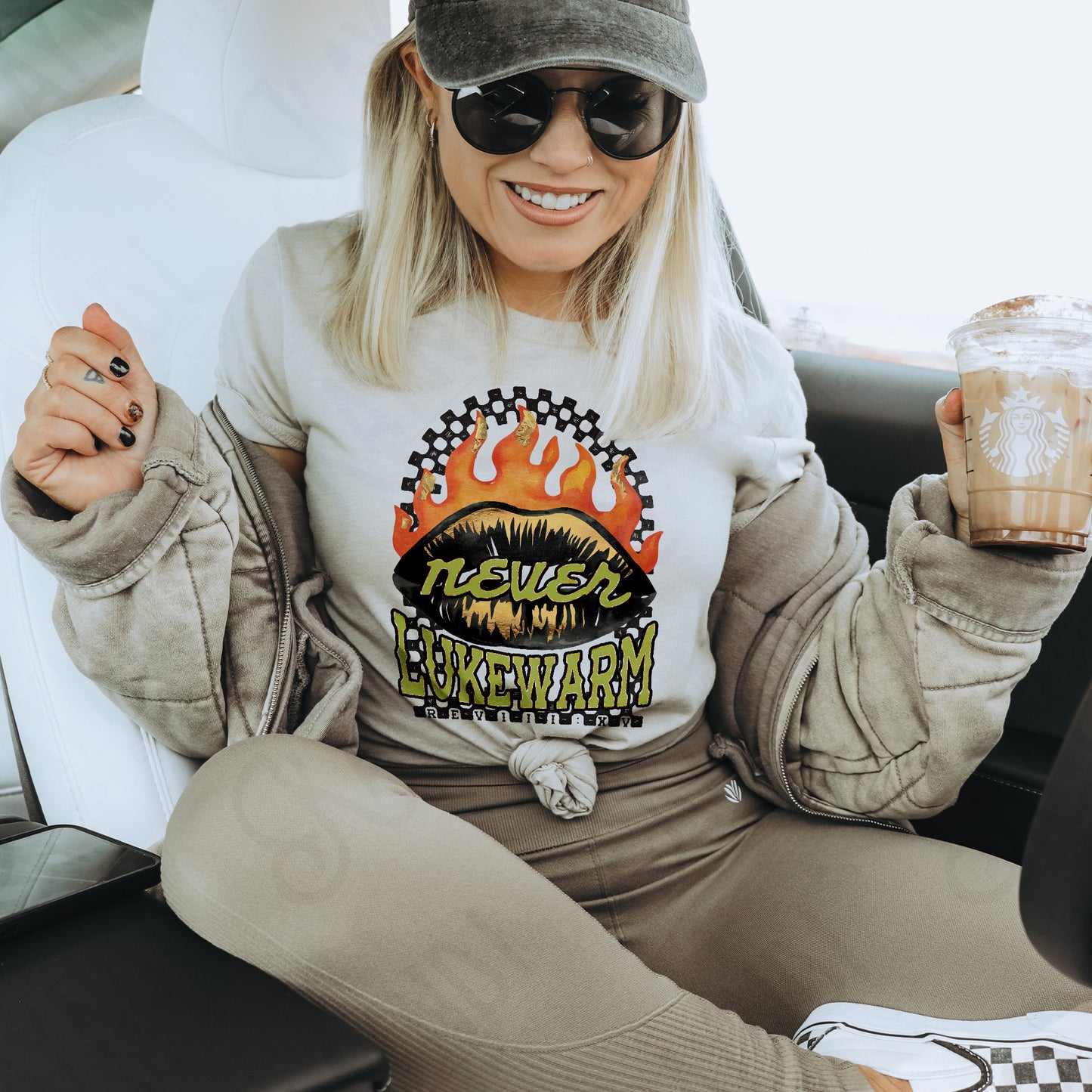 Never Lukewarm Sublimation Design PNG Digital Download Printable Faith Fire Checkered Rock