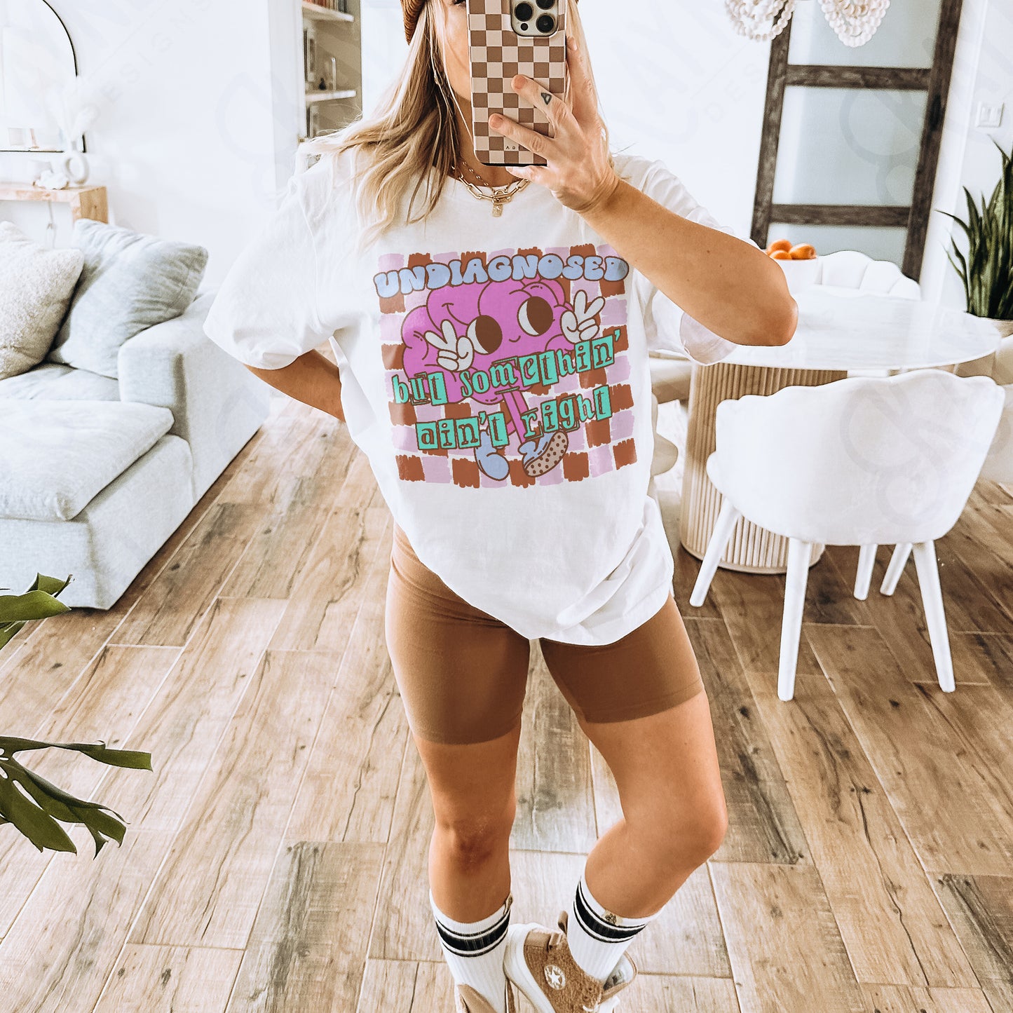 Undiagnosed Sublimation Design PNG Digital Download Printable Retro Groovy Checkered