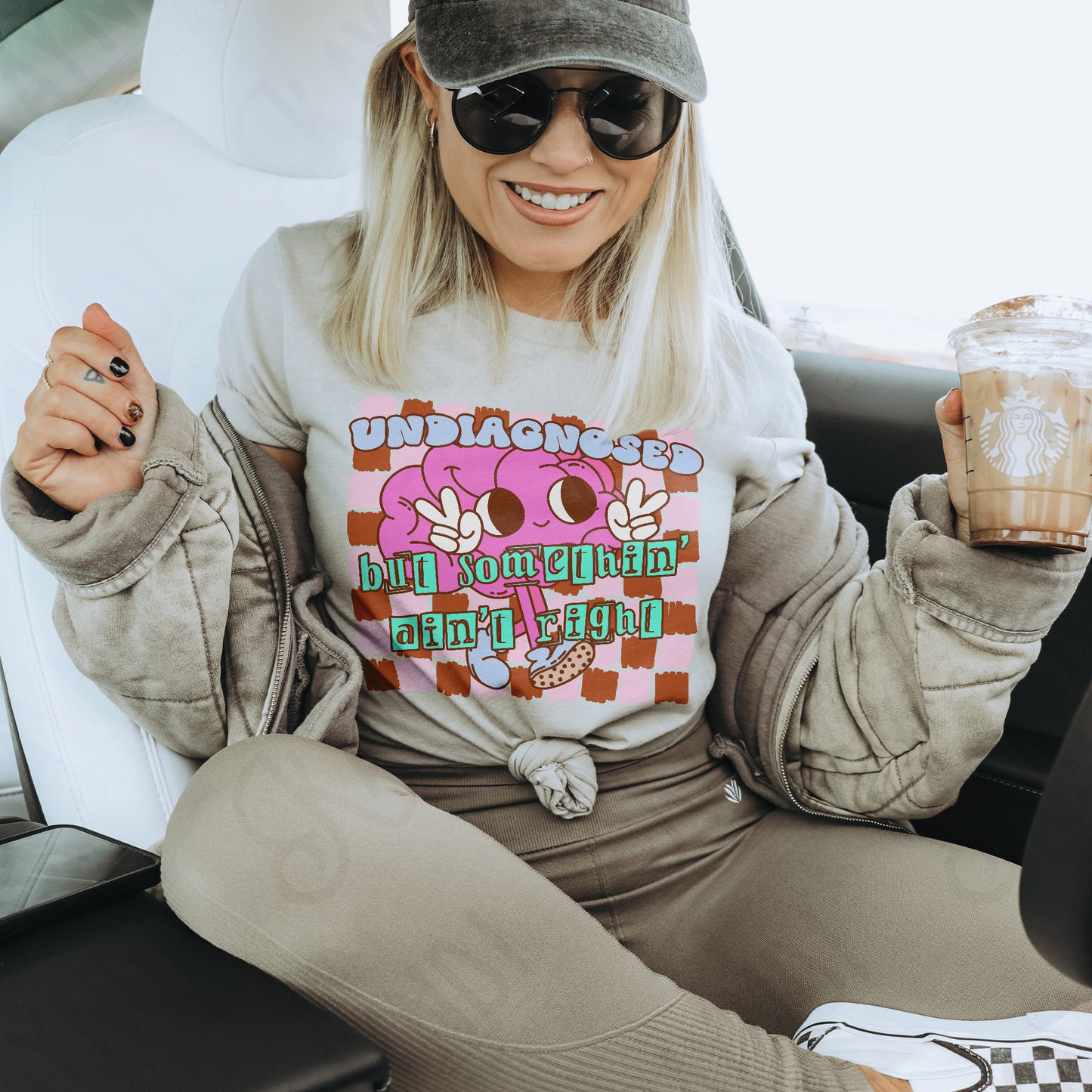 Undiagnosed Sublimation Design PNG Digital Download Printable Retro Groovy Checkered