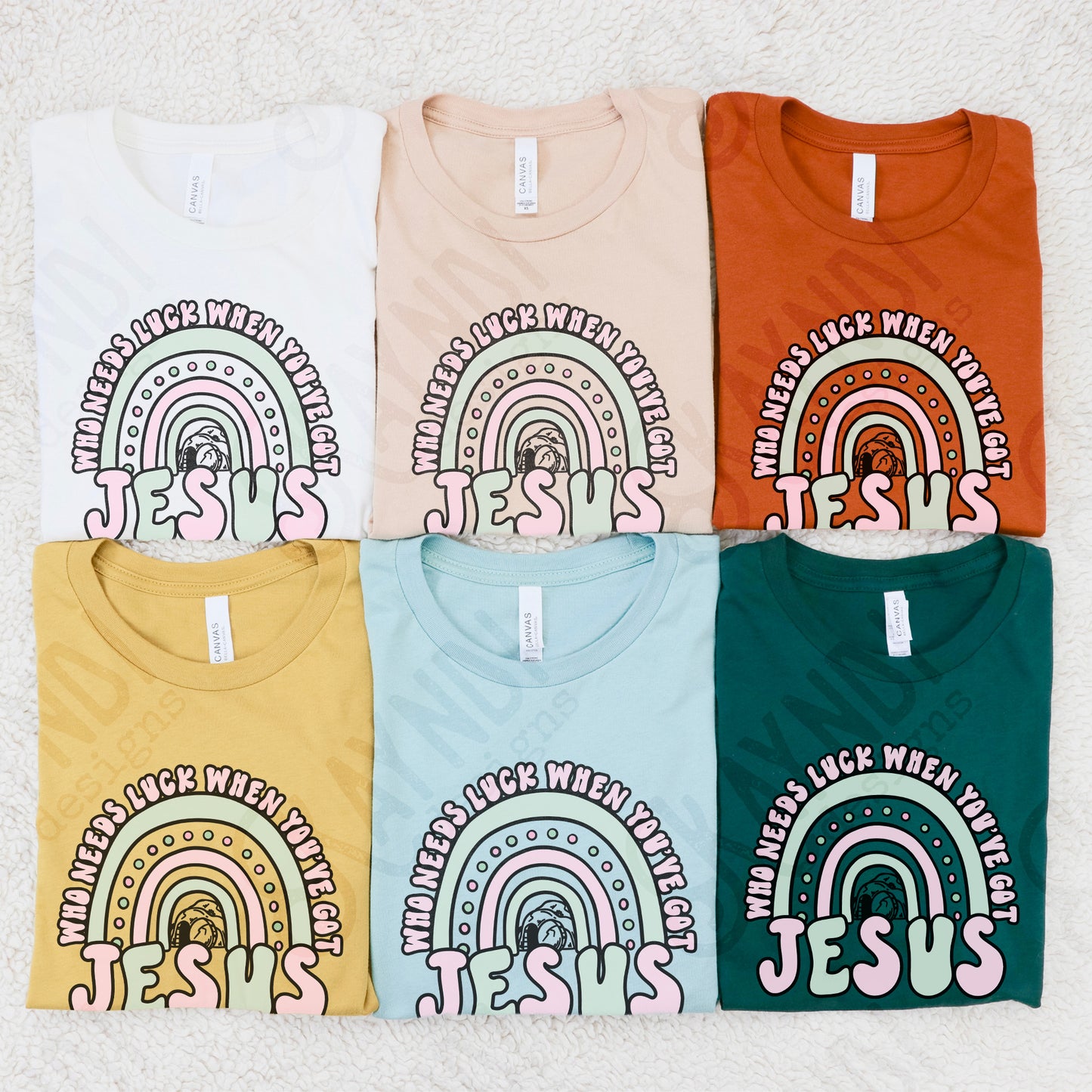 Who Needs Luck Sublimation Design PNG Digital Download Printable Rainbow Faith Jesus