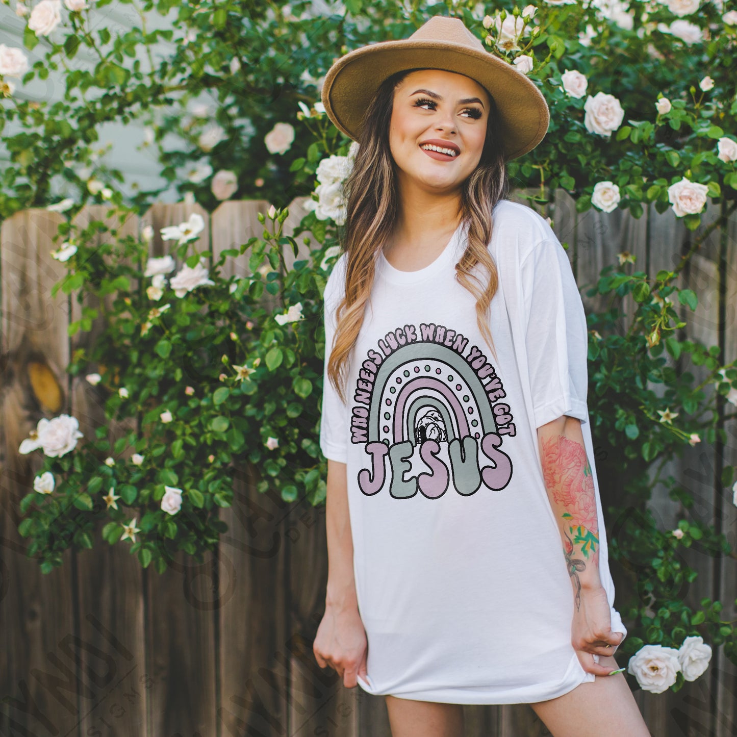 Who Needs Luck Sublimation Design PNG Digital Download Printable Rainbow Faith Jesus