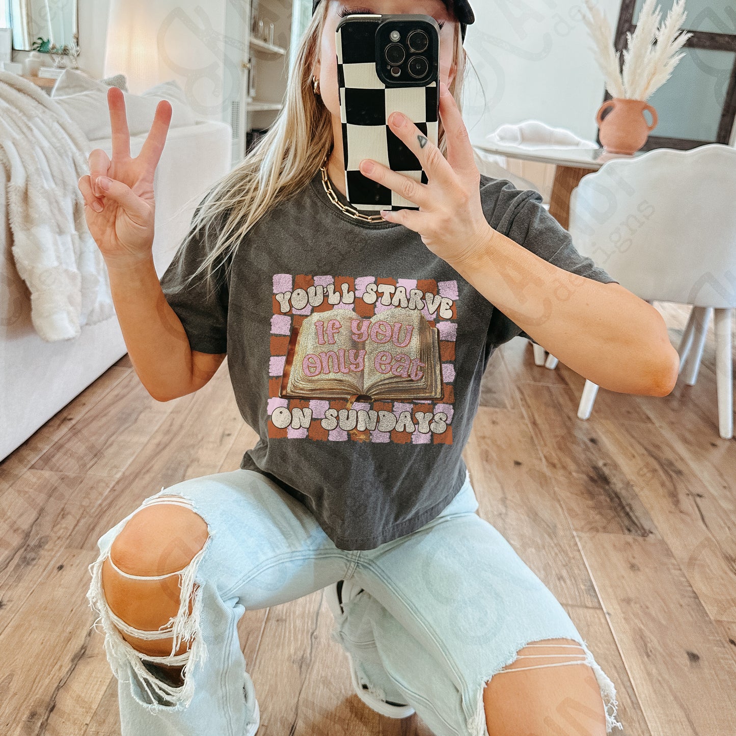 You'll Starve Sublimation Design PNG Digital Download Printable Faith Bible Checkered