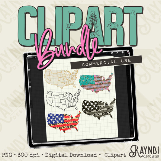 Hand Drawn USA Clipart Element PNG Digital Downloads Elements America Commercial Use