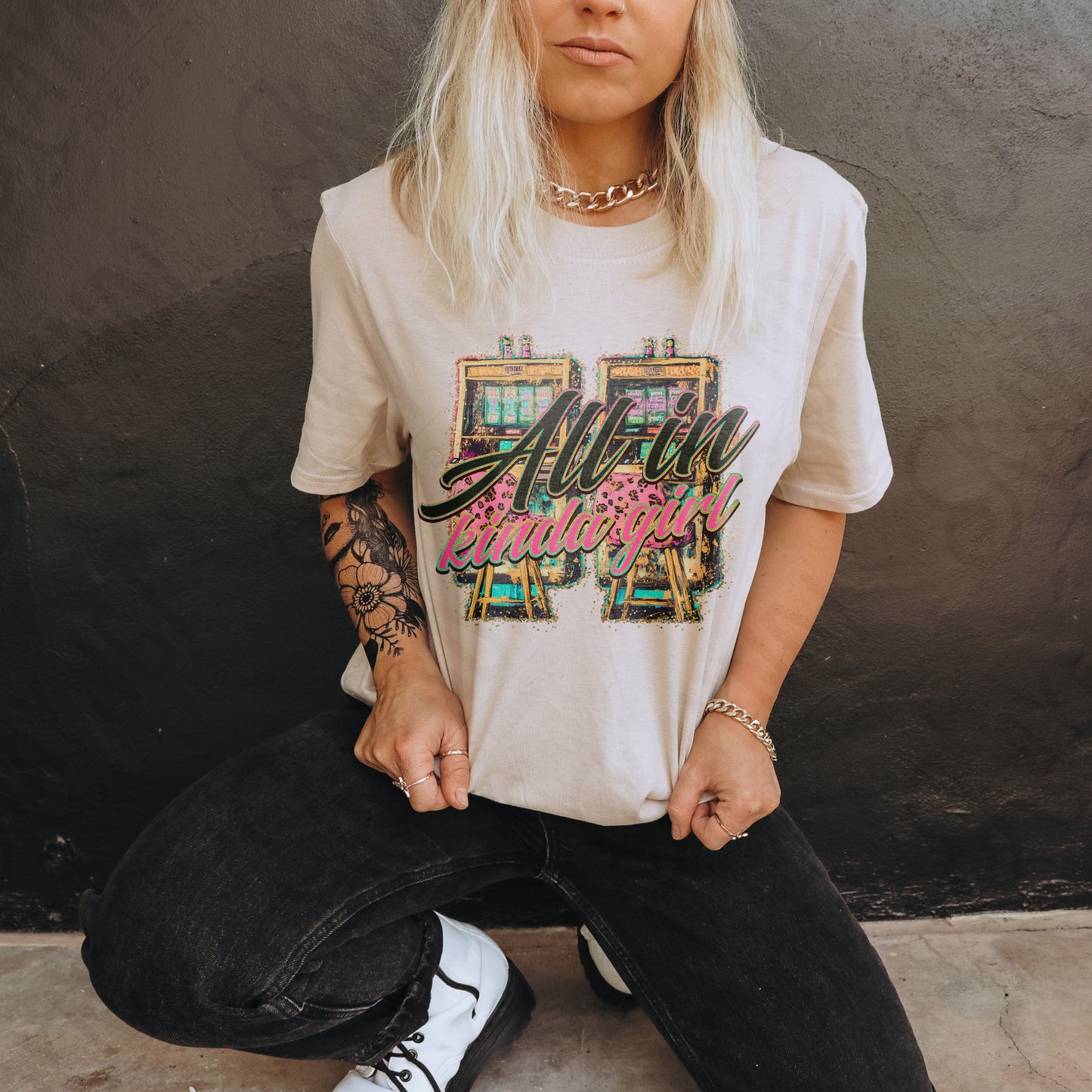 All In Kinda Girl Sublimation Design PNG Digital Download Printable Vegas Vintage Cheetah