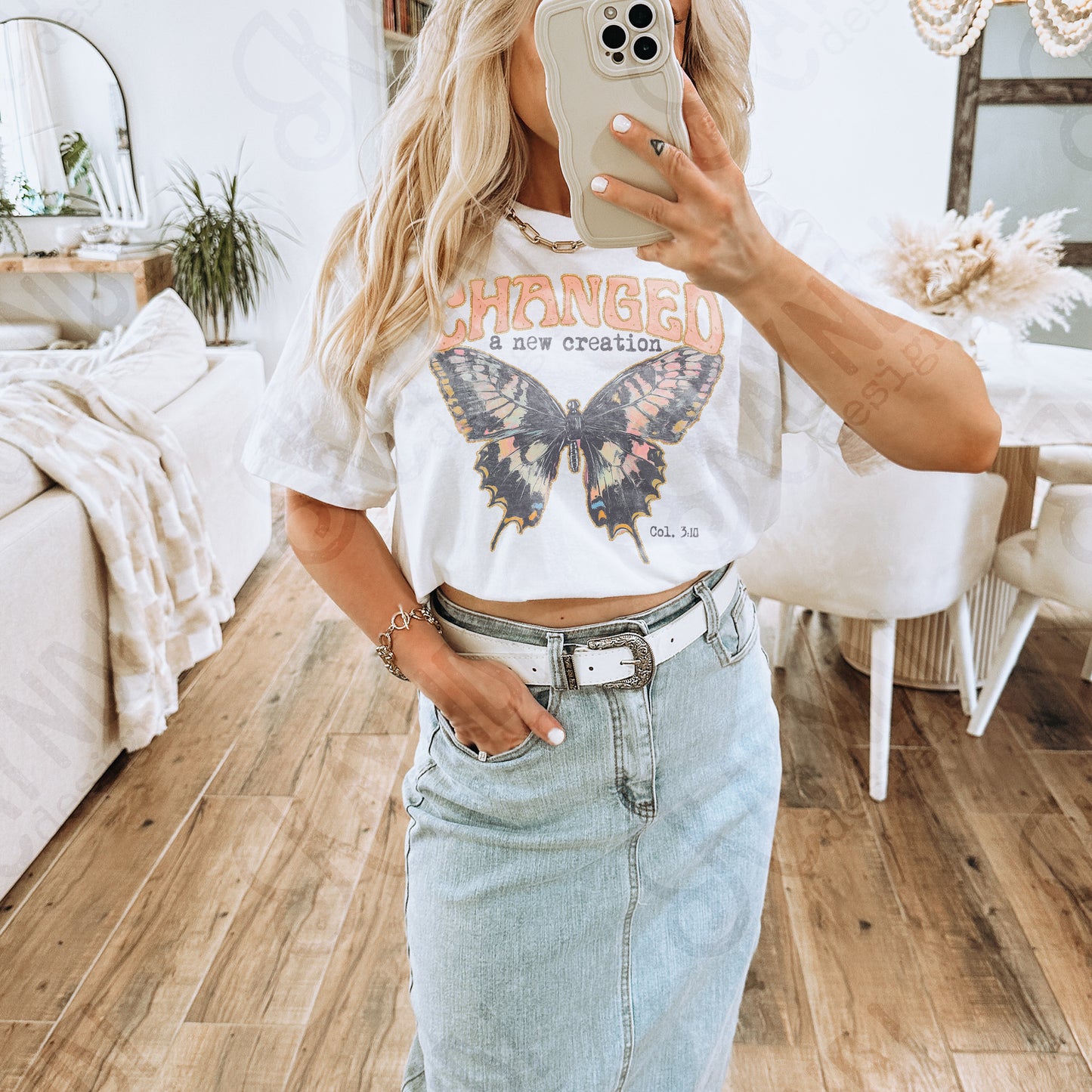 Changed Sublimation Design PNG Digital Download Printable Butterfly Faith Bible Verse