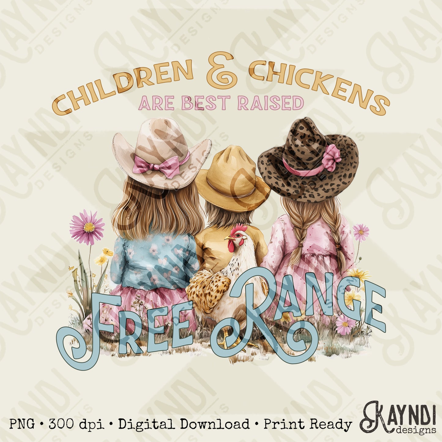 Children and Chickens Sublimation Design PNG Digital Download Printable Vintage Girly Kids Free Range