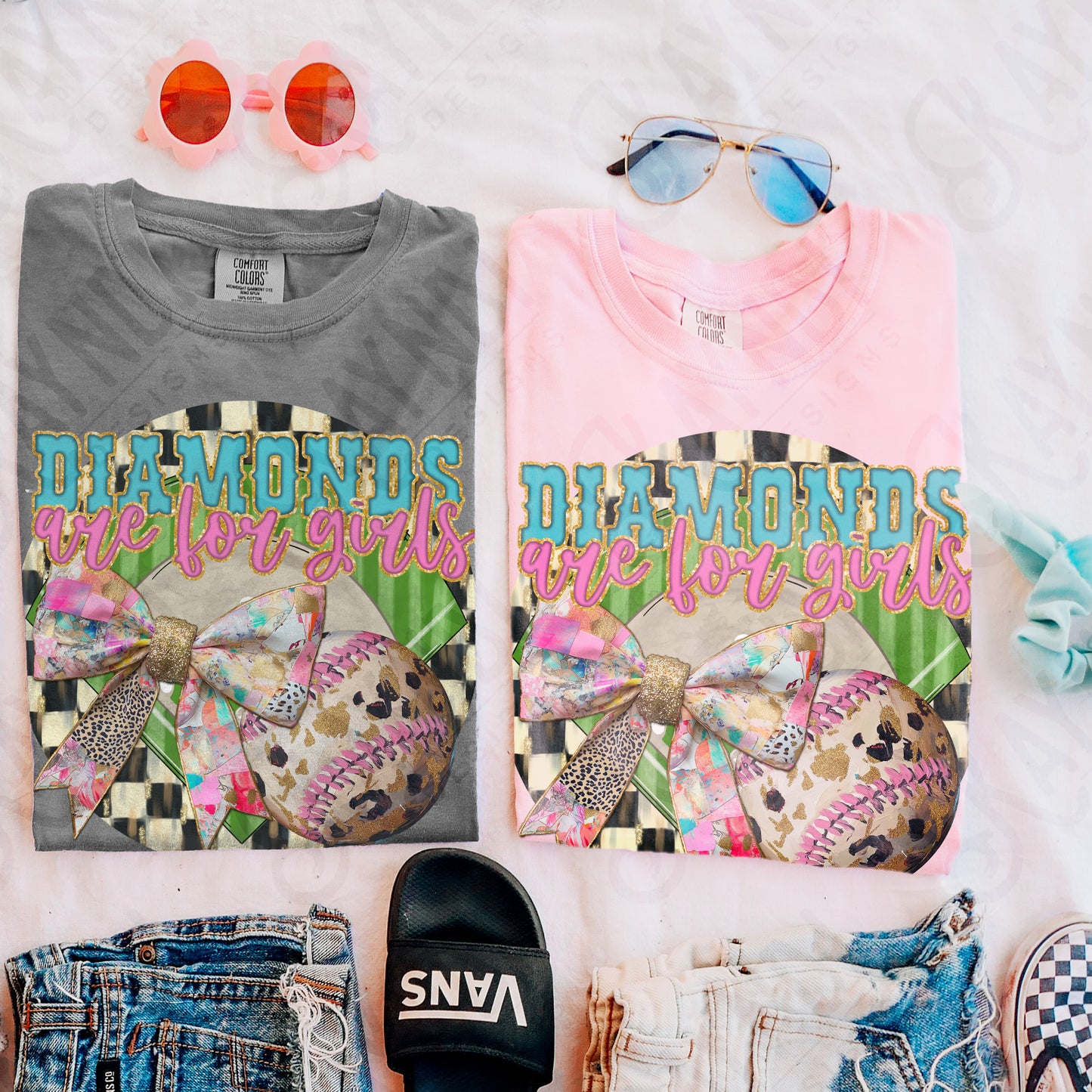 Diamonds are for Girls Sublimation Design PNG Digital Download Printable Sports Bows Softball Baseball