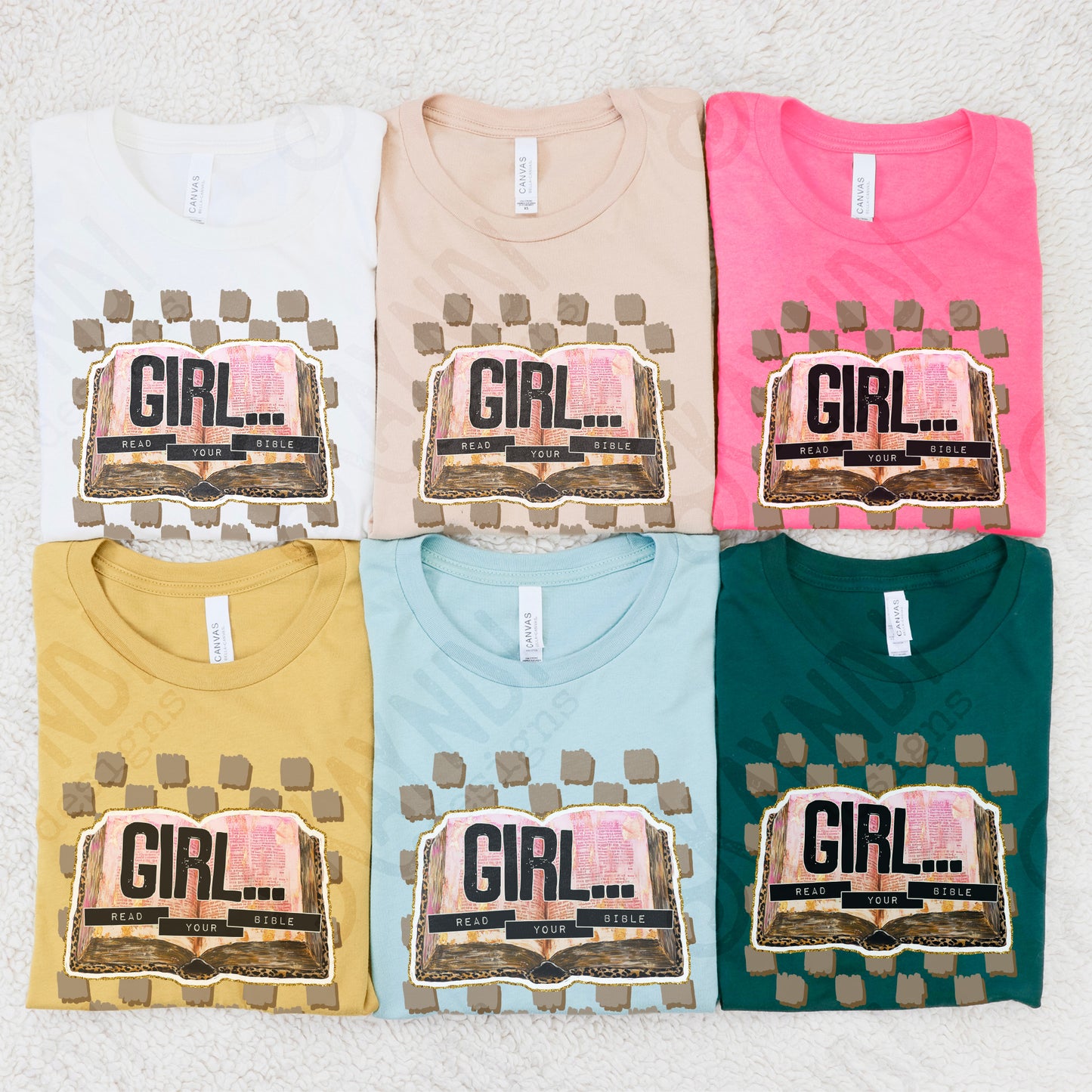 Girl Read Your Bible Sublimation Design PNG Digital Download Printable Faith Checkered Girly