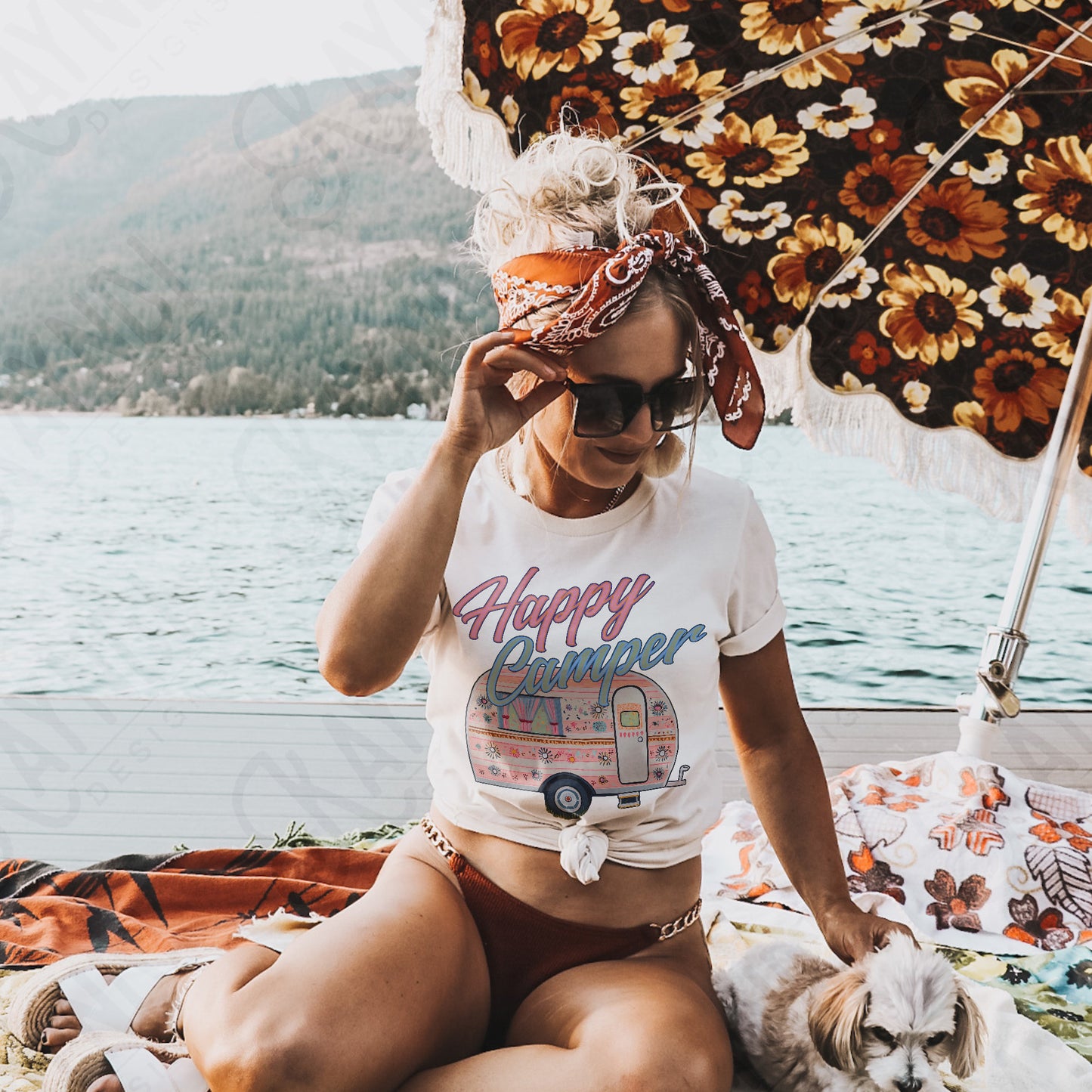 Happy Camper Sublimation Design PNG Digital Download Printable Vintage Summer Camping RV