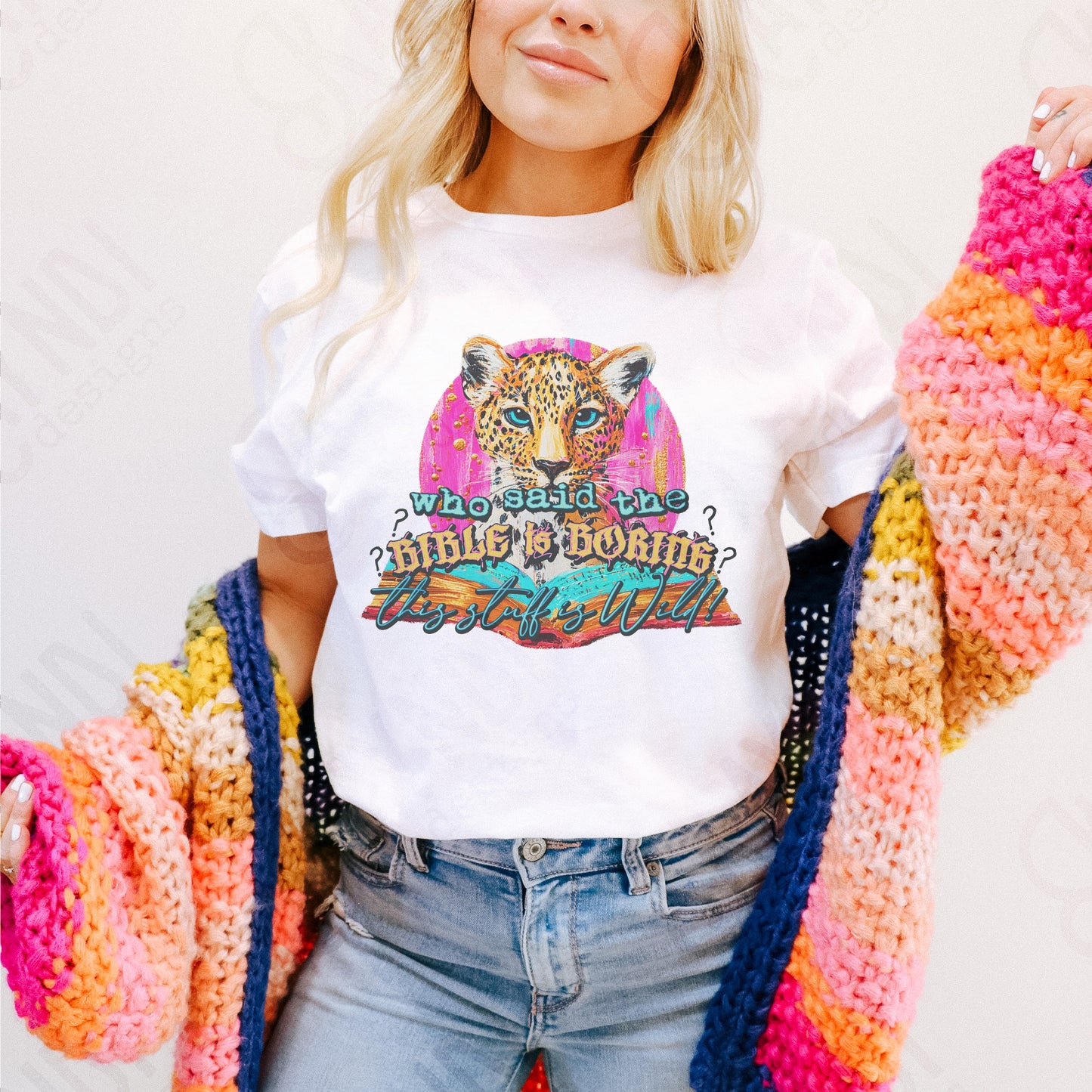 Who Said the Bible is Boring Sublimation Design PNG Digital Download Printable Faith Christian Cheetah