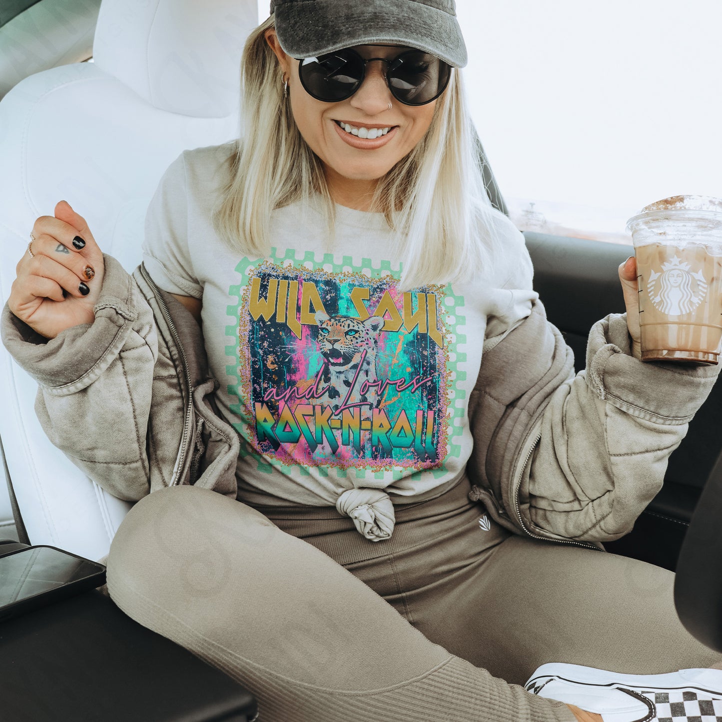 Wild Soul Loves Rock N Roll Sublimation Design PNG Digital Download Printable Cheetah Checkered