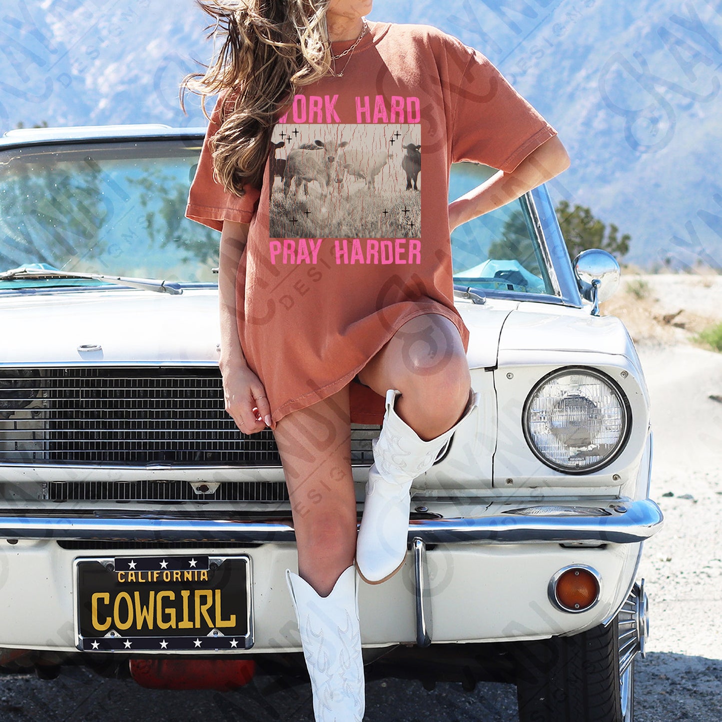 Work Hard Play Harder Distressed Sublimation Design PNG Digital Download Printable Cows Ranching