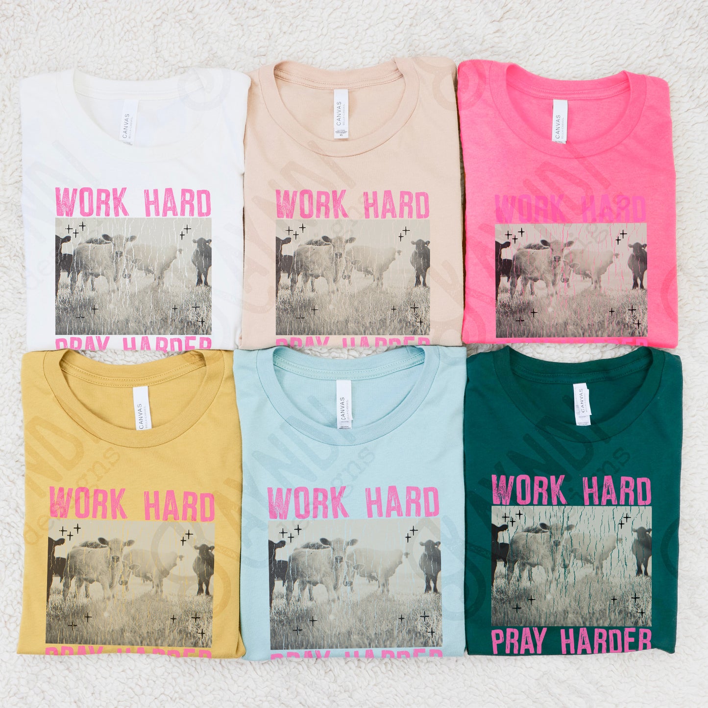 Work Hard Play Harder Distressed Sublimation Design PNG Digital Download Printable Cows Ranching