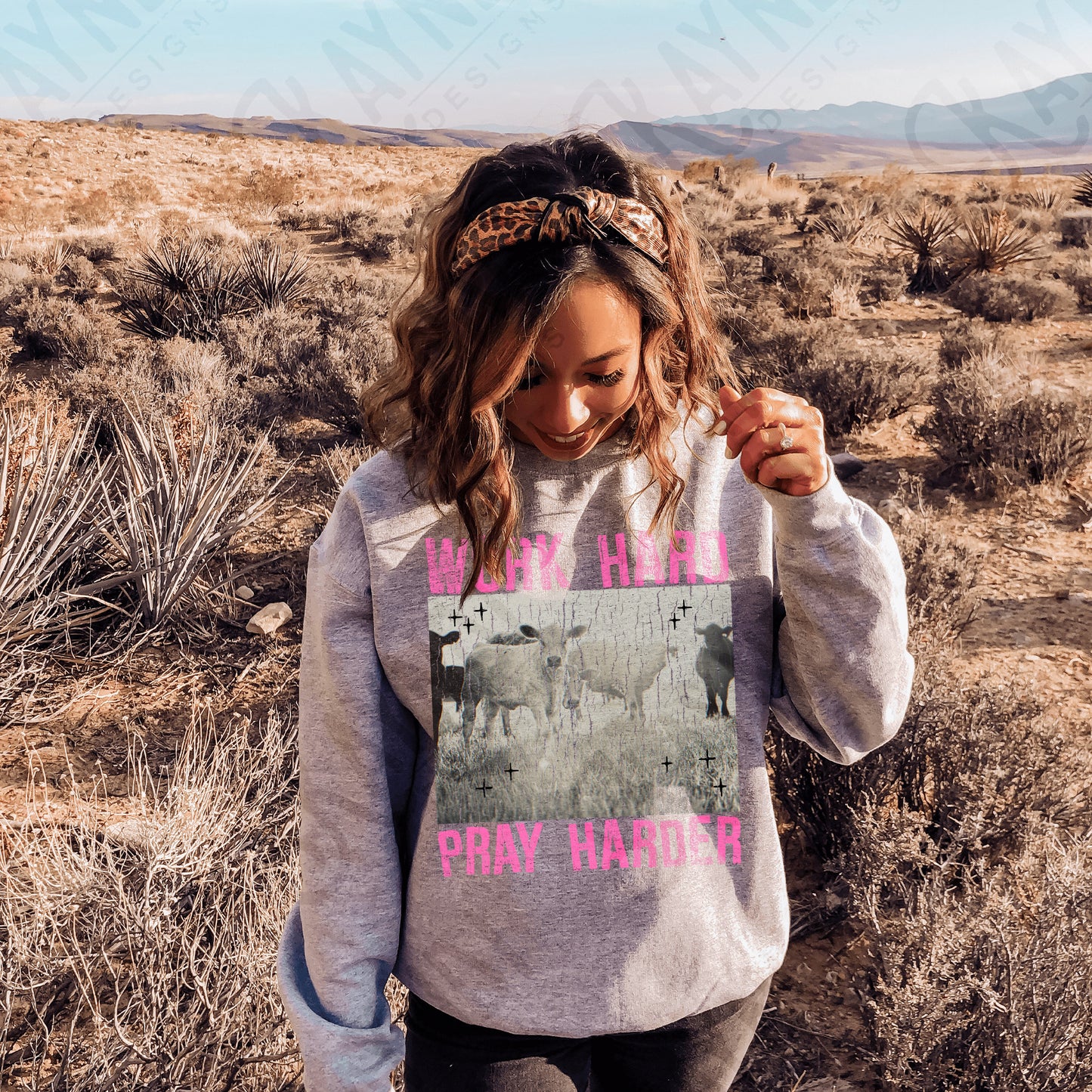 Work Hard Play Harder Distressed Sublimation Design PNG Digital Download Printable Cows Ranching