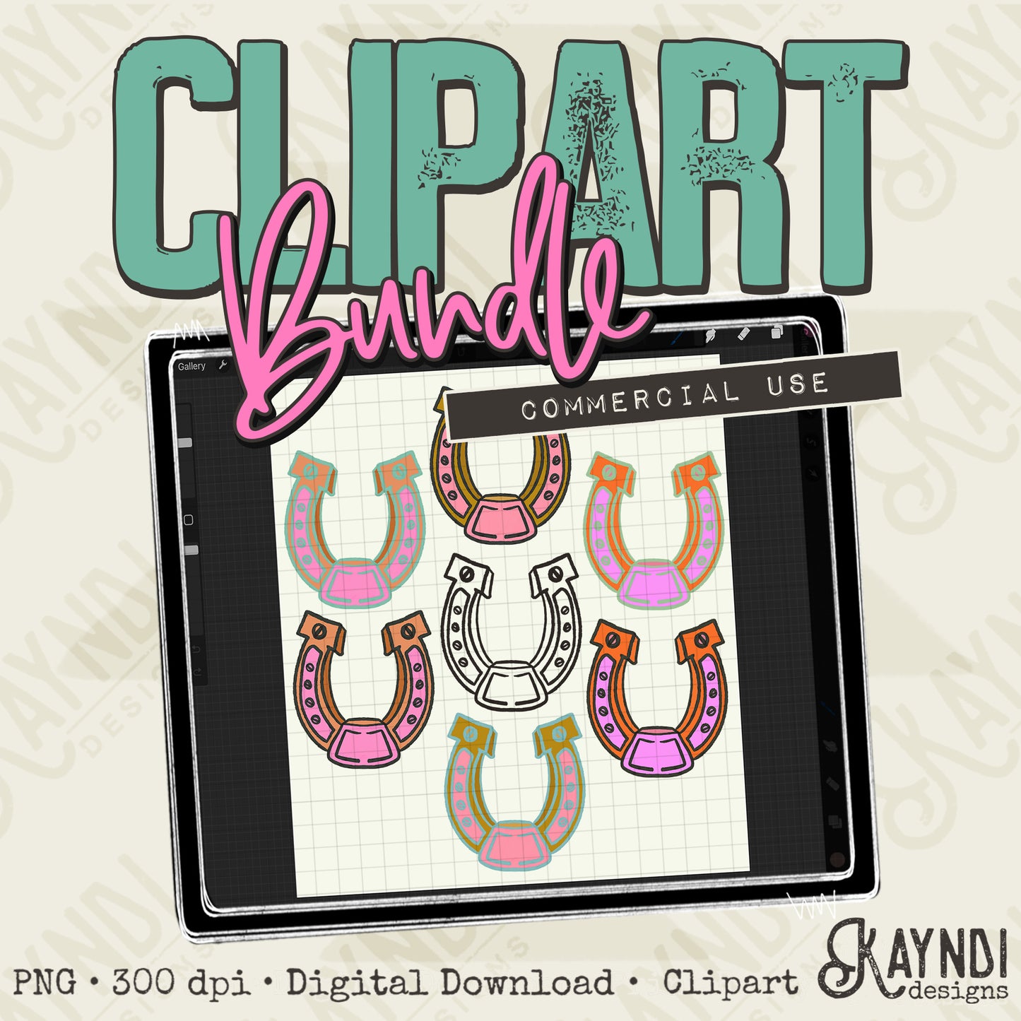 Hand Drawn Horseshoes Clipart Element PNG Digital Downloads Elements Horse Rustic Commercial Use