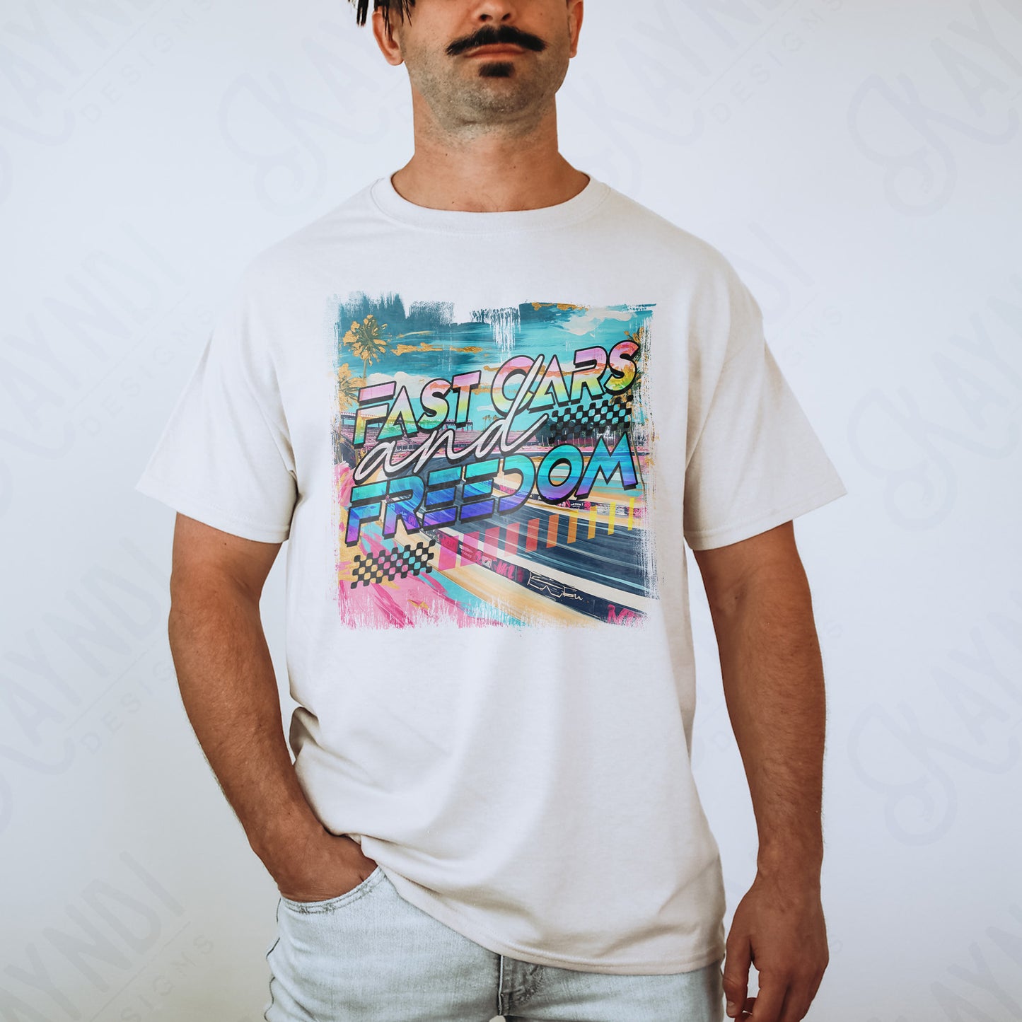 Fast Cars and Freedom Sublimation Design PNG Digital Download Printable Mens Racing