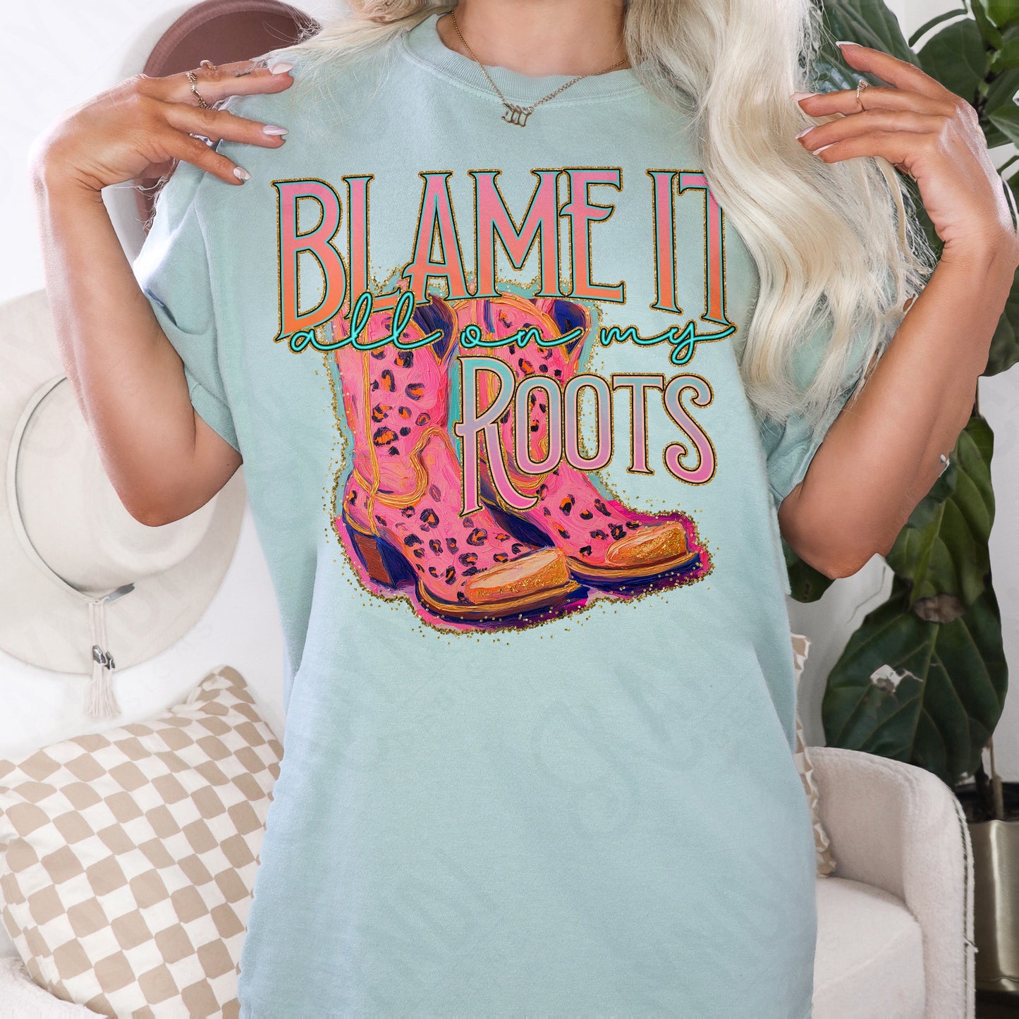 Blame it all on my Roots Sublimation Design PNG Digital Download Printable Country Cowgirl Cheetah Pink