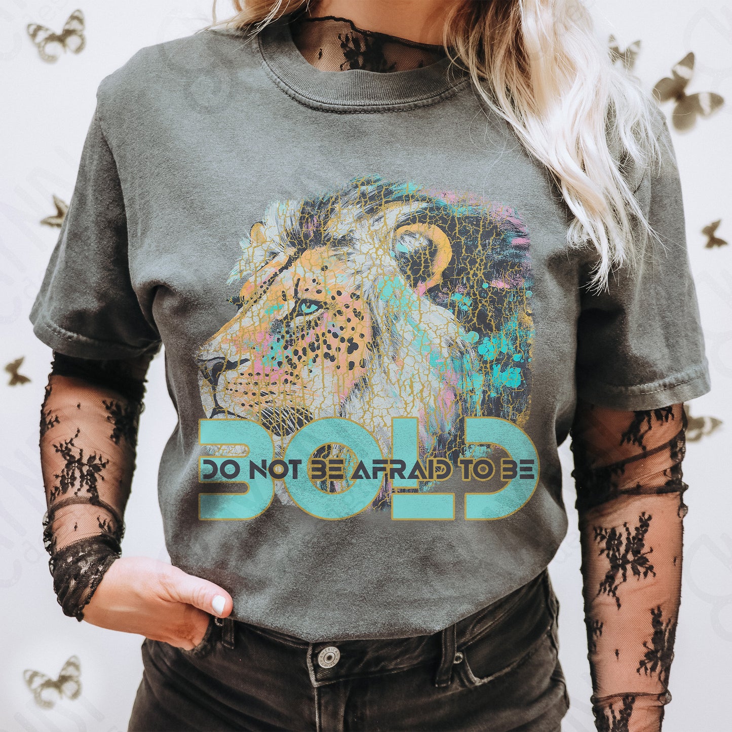 Do Not Be Afraid to be Bold Sublimation Design PNG Digital Download Printable Faith Lion Watercolor
