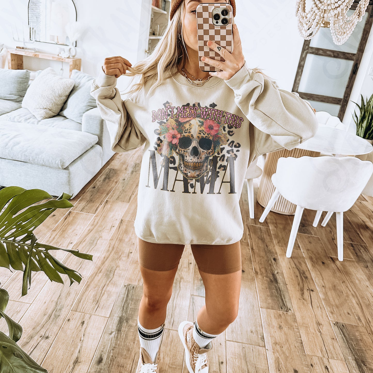 Don't Mess with this Mama Sublimation Design PNG Digital Download Printable Cheetah Skull Flowers