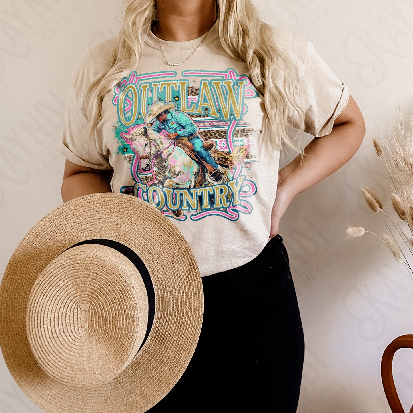 Outlaw Country Sublimation Design PNG Digital Download Printable Country Rodeo Horses Cowboy