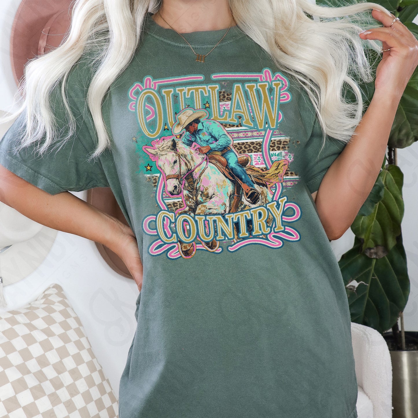 Outlaw Country Sublimation Design PNG Digital Download Printable Country Rodeo Horses Cowboy