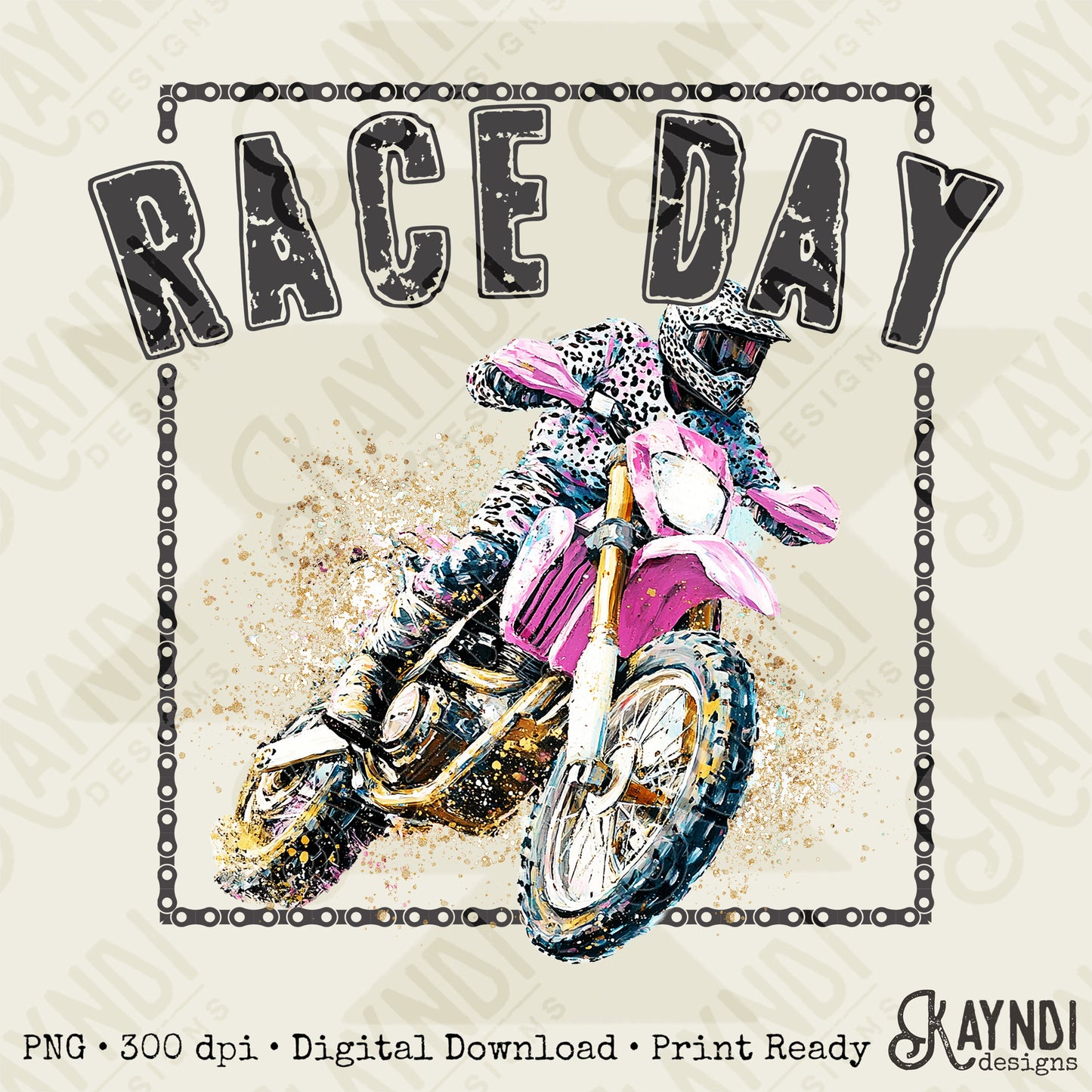 Race Day Sublimation Design PNG Digital Download Printable Dirt Bike Pastel